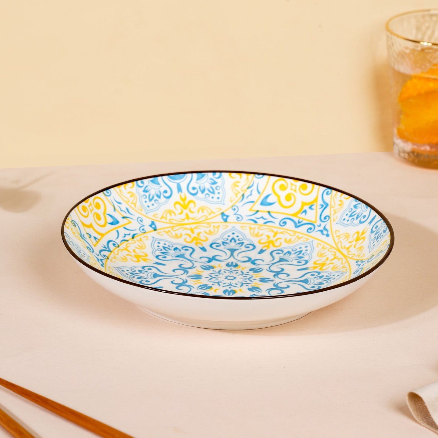 Mandala Ceramic Snack Plate Set Of 2 8 Inch