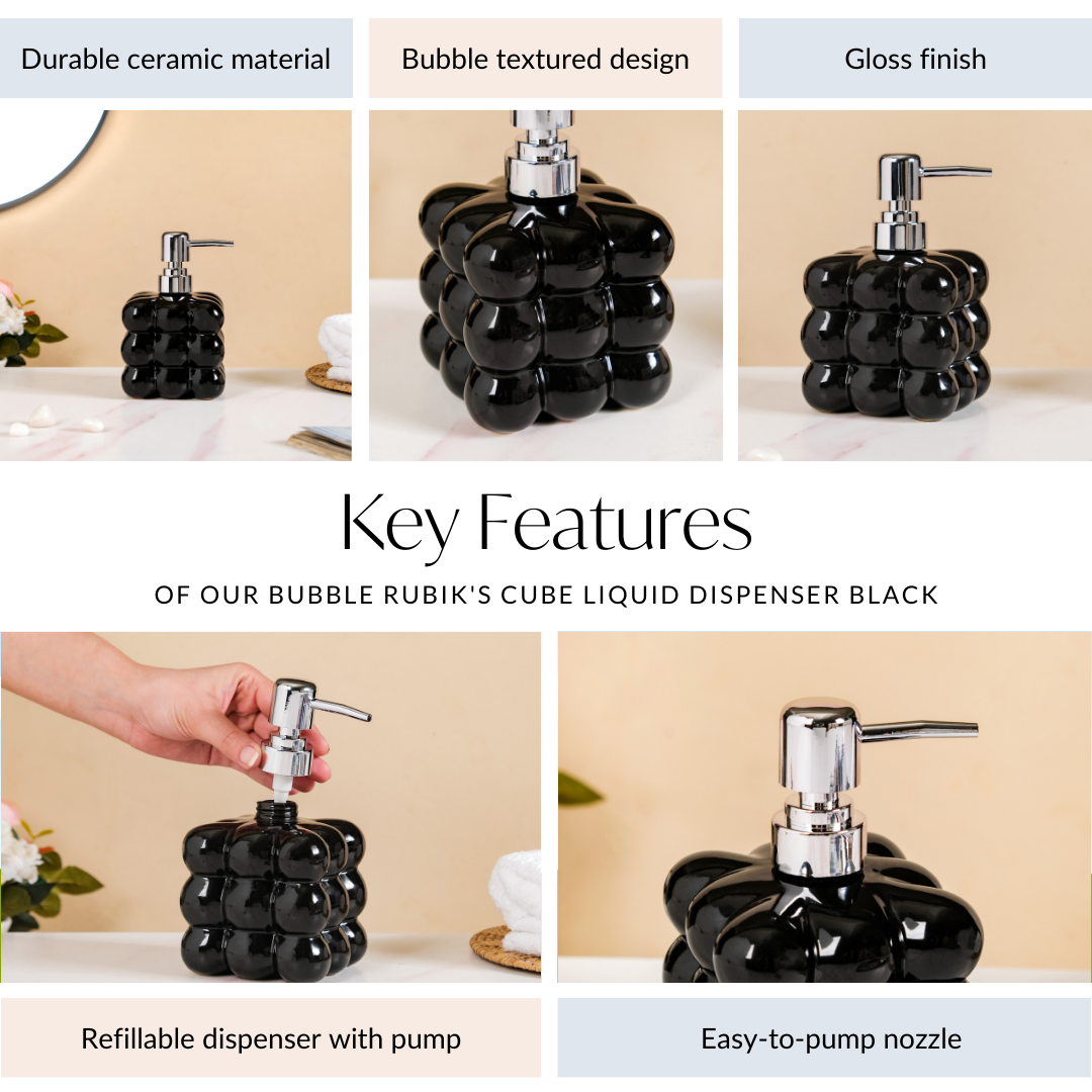 Bubble Cube Liquid Dispenser Black 520ml