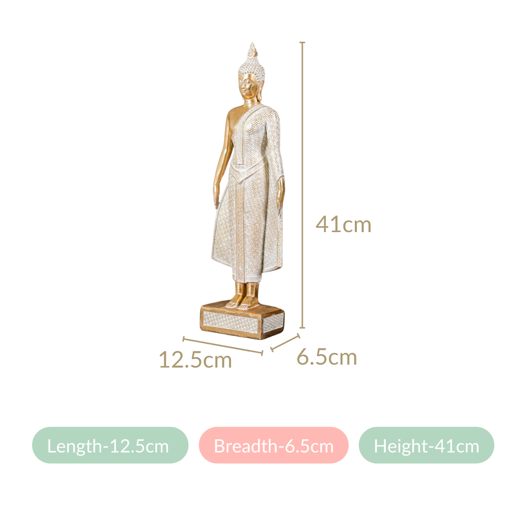 Gold Standing Buddha Decor Statue Large 16 Inch