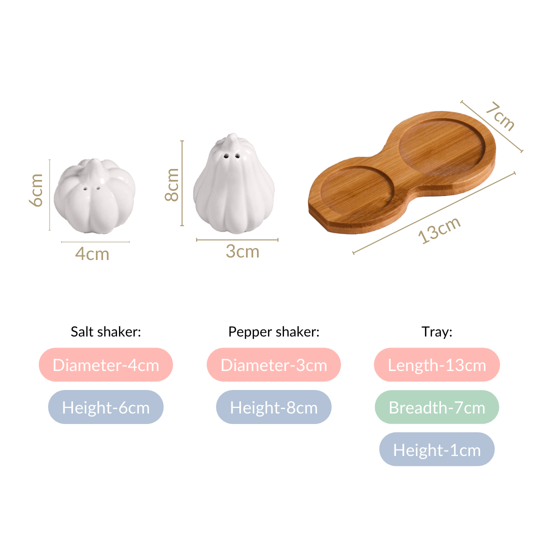 Pumpkin Salt And Pepper Shakers With Wooden Tray