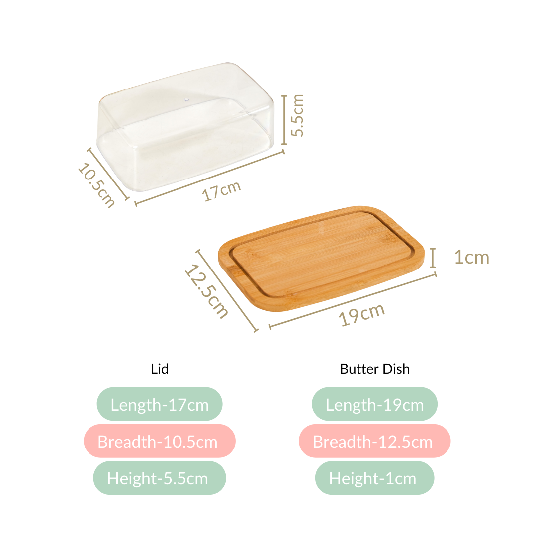 Bamboo Wood Butter Dish With Transparent Lid