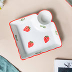 Berry Cute Strawberry Sectioned Plate Red