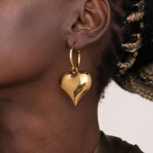 Chunky Heart Hoop Earrings
