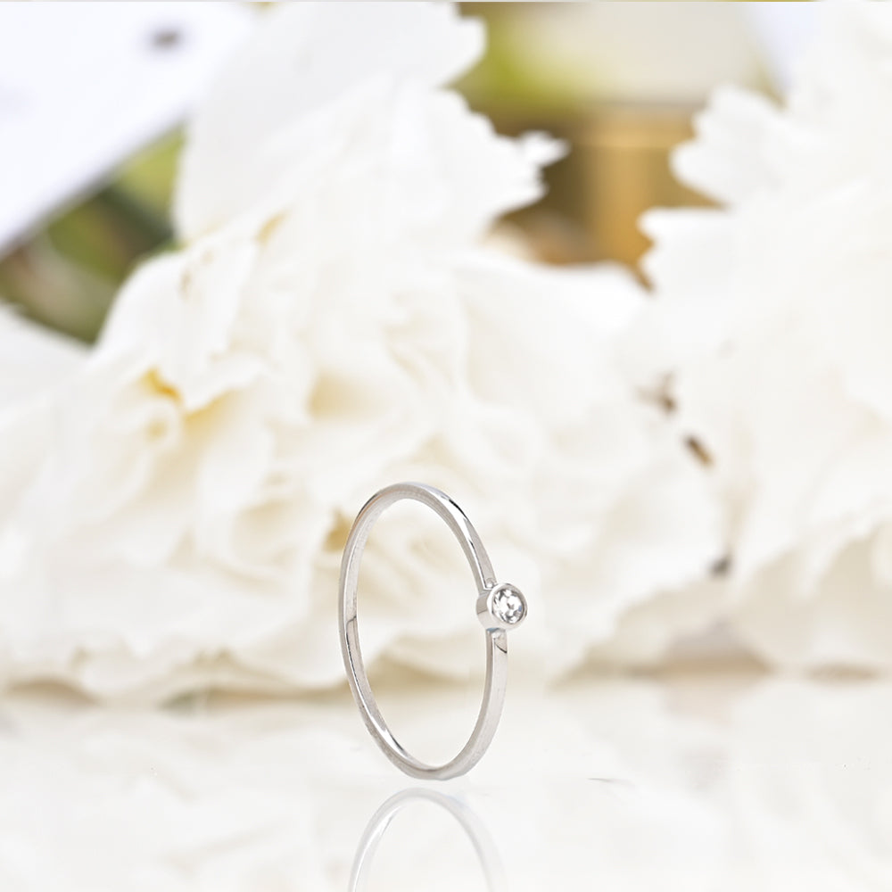 Cute Birthstone Ring | 18k White Gold Plated