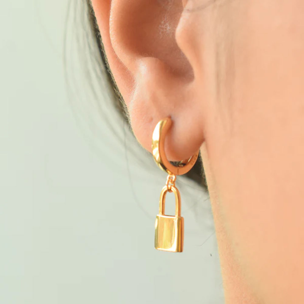 Small Lock Hoop Earrings