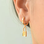 Small Lock Hoop Earrings