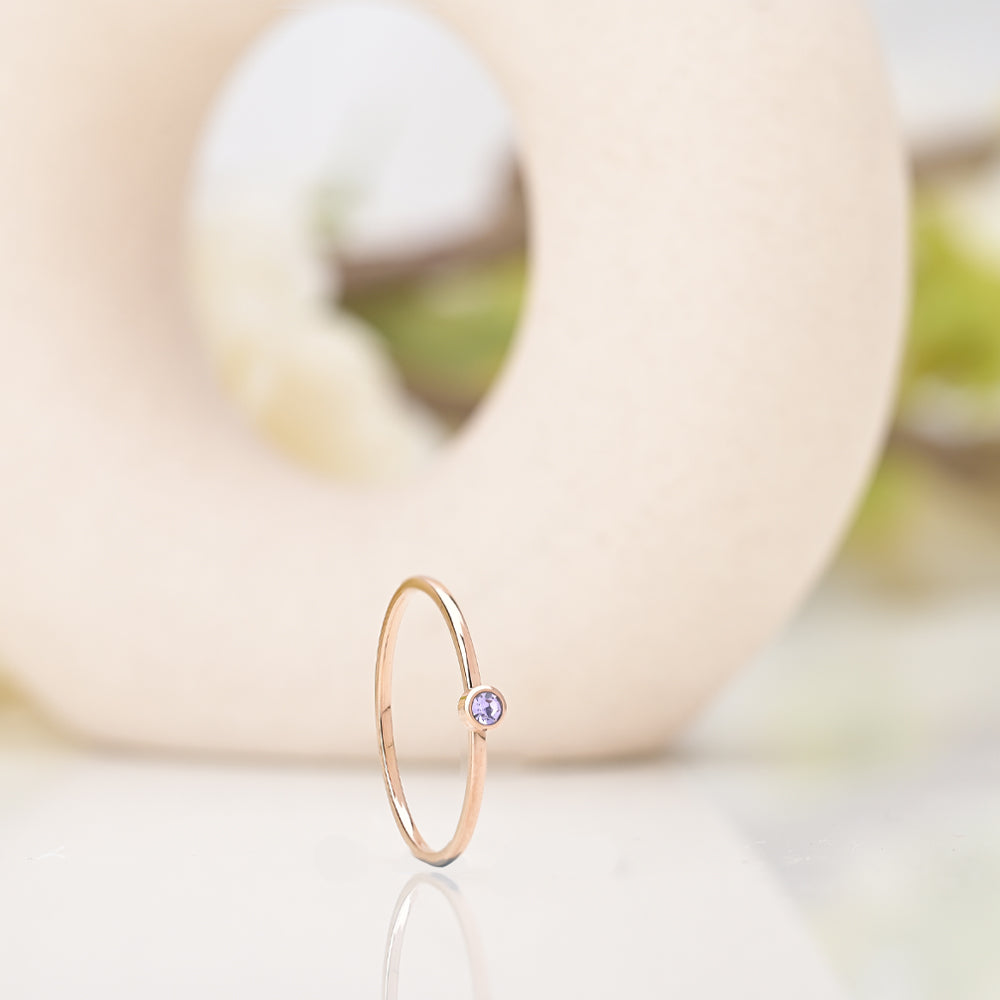 Cute Birthstone Ring | 18k Rose Gold Plated