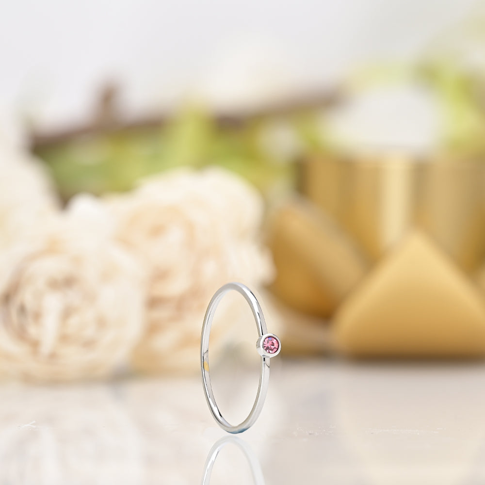 Cute Birthstone Ring | 18k White Gold Plated