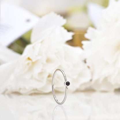 Cute Birthstone Ring | 18k White Gold Plated