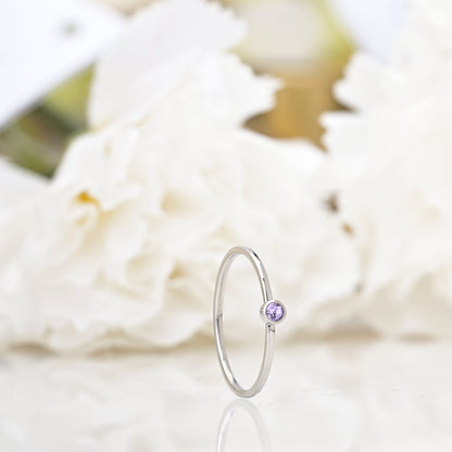 Cute Birthstone Ring | 18k White Gold Plated