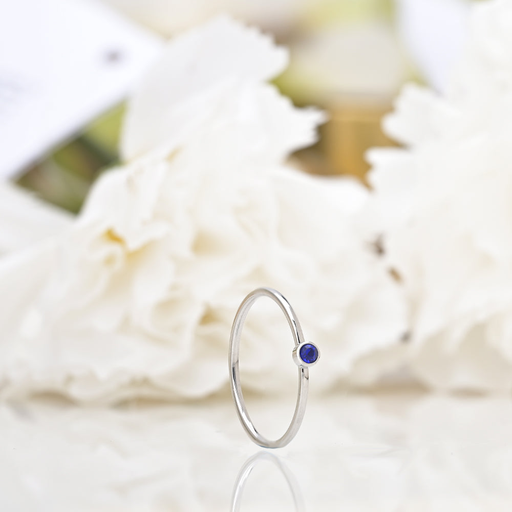 Cute Birthstone Ring | 18k White Gold Plated