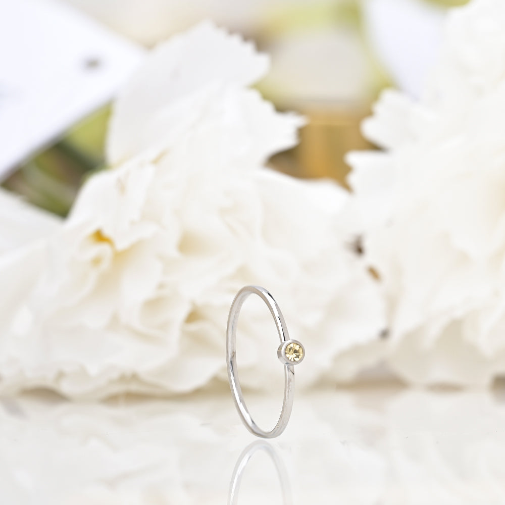 Cute Birthstone Ring | 18k White Gold Plated