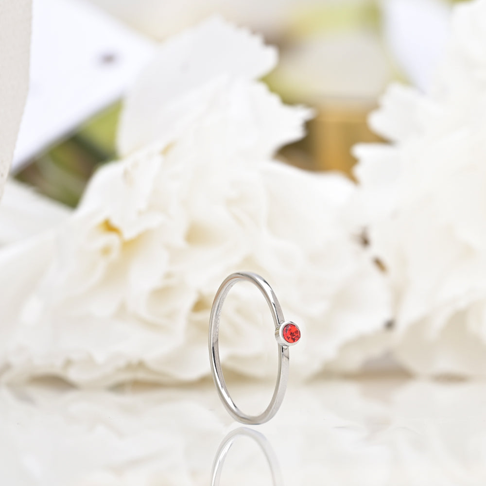 Cute Birthstone Ring | 18k White Gold Plated