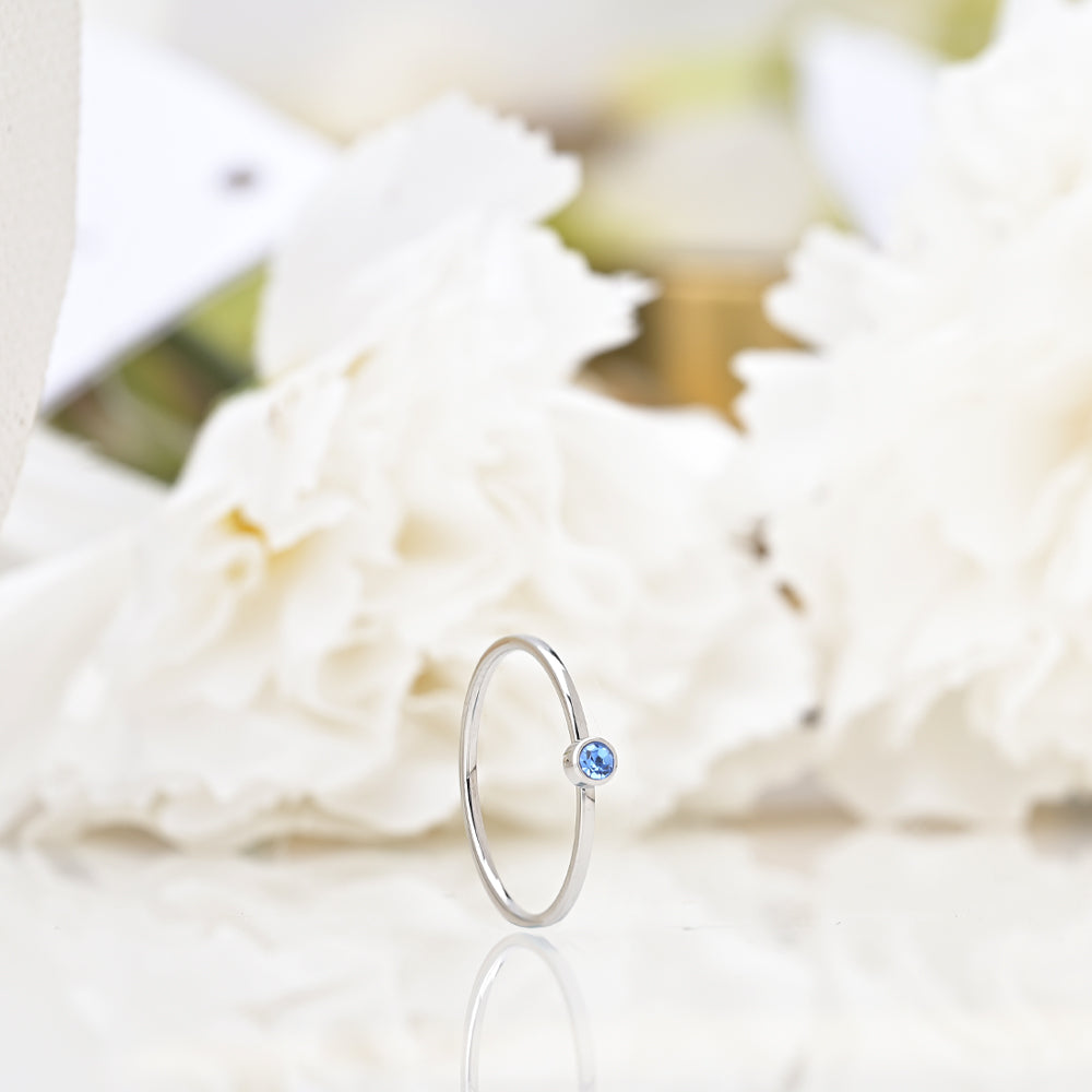 Cute Birthstone Ring | 18k White Gold Plated