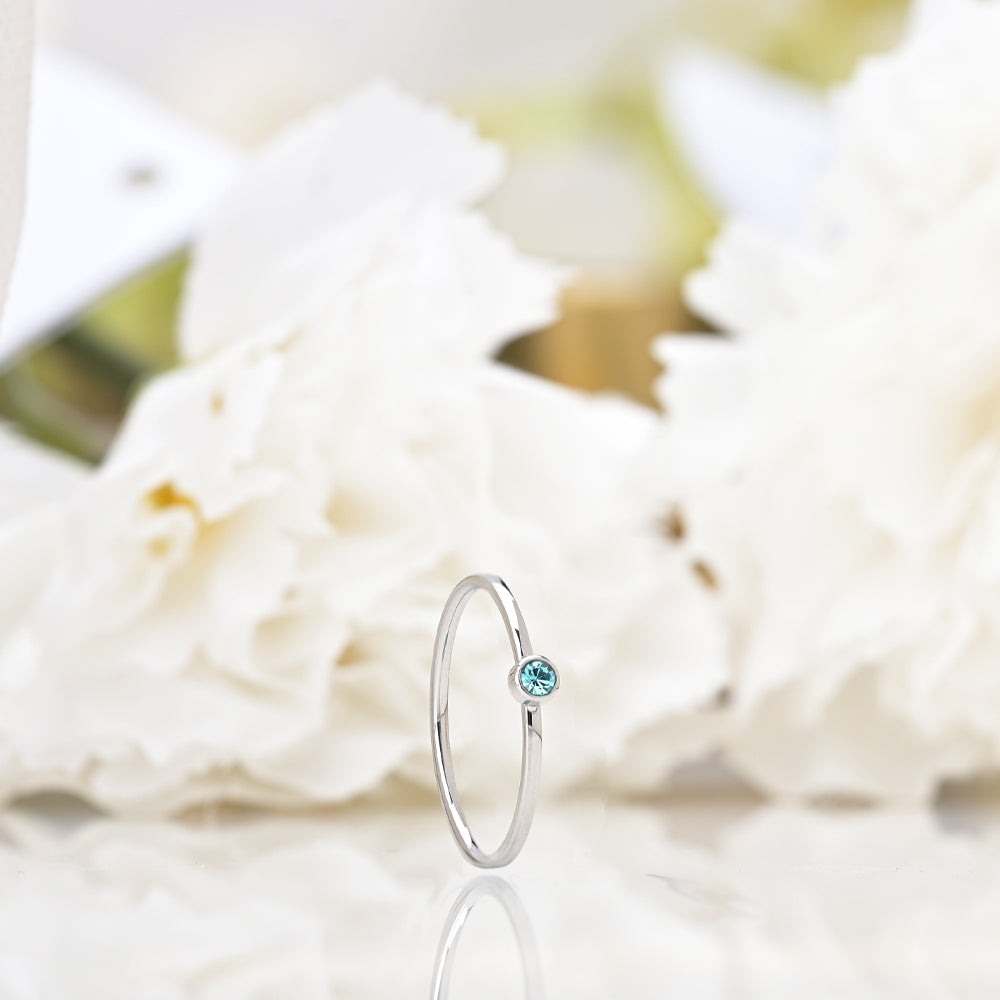 Cute Birthstone Ring | 18k White Gold Plated