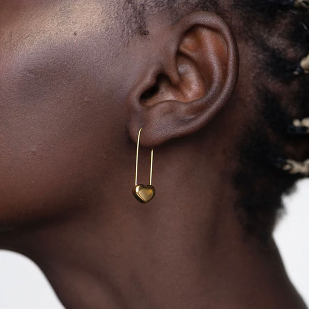 Safety Heart Hoop Earrings