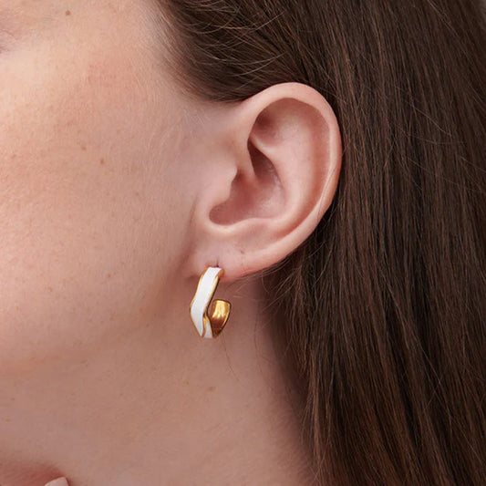 White Round Hoop Earrings