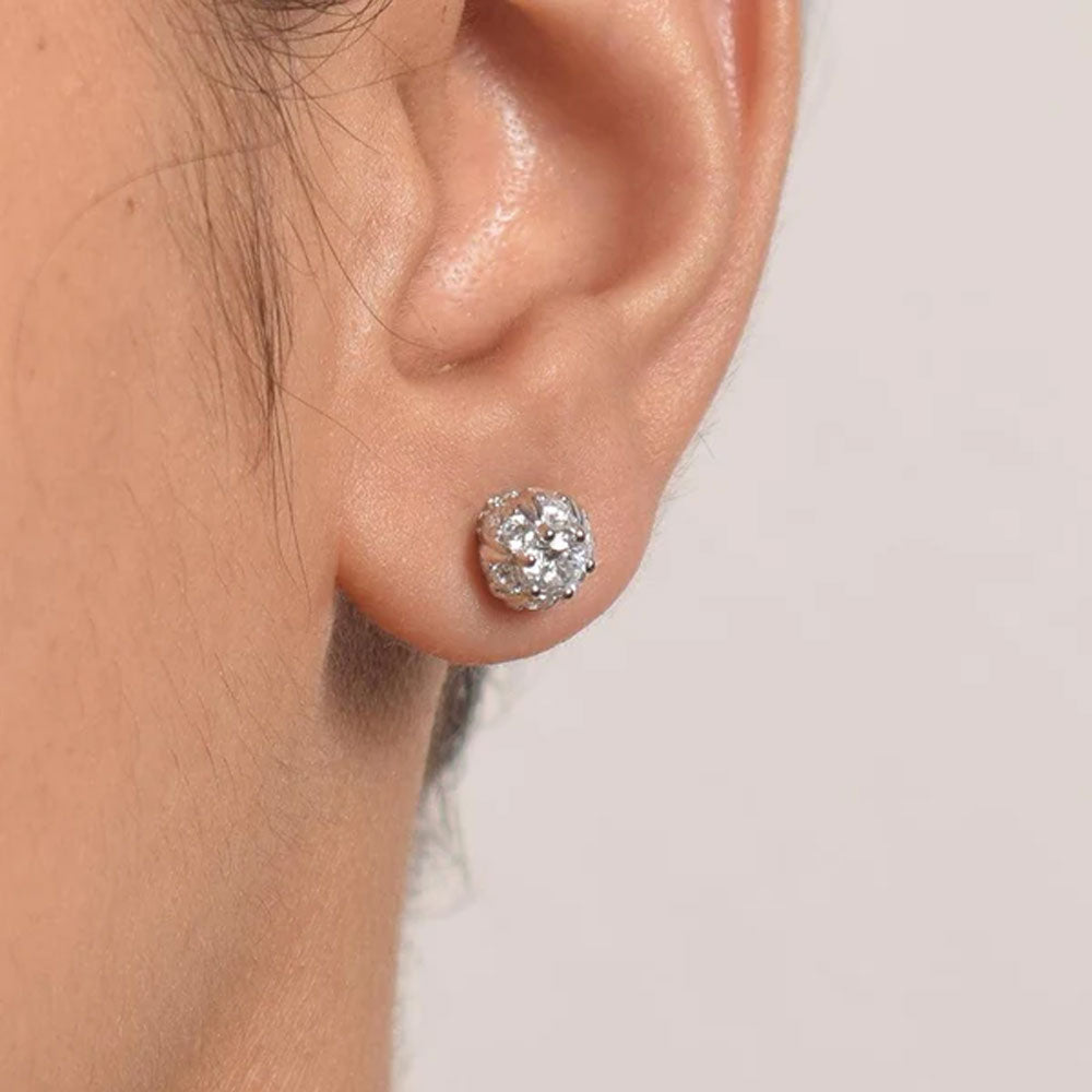 Bezel Jewel Stud Earrings- 925 Silver