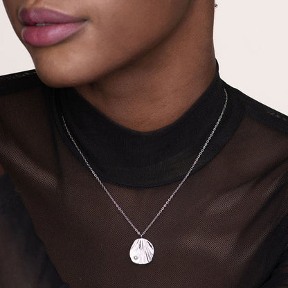 Oyster With Tiny Pearl Necklace- 18k White Gold Plated