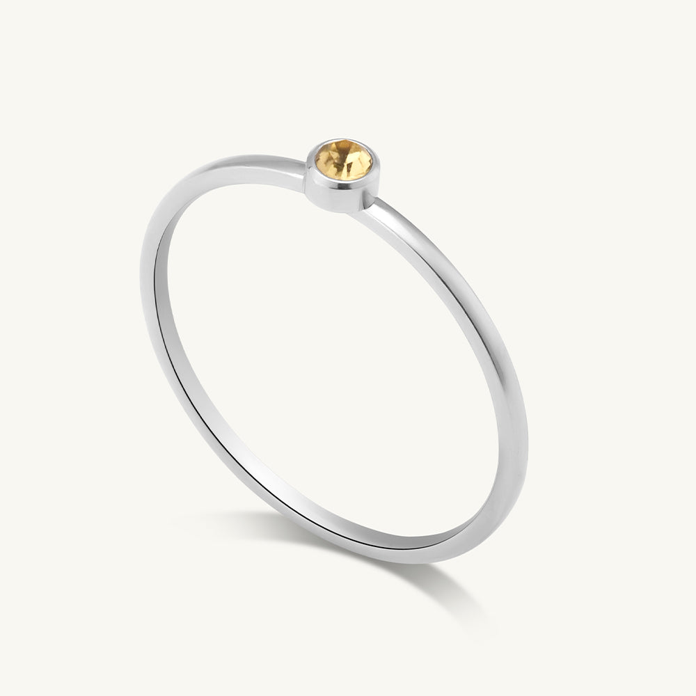 Cute Birthstone Ring | 18k White Gold Plated