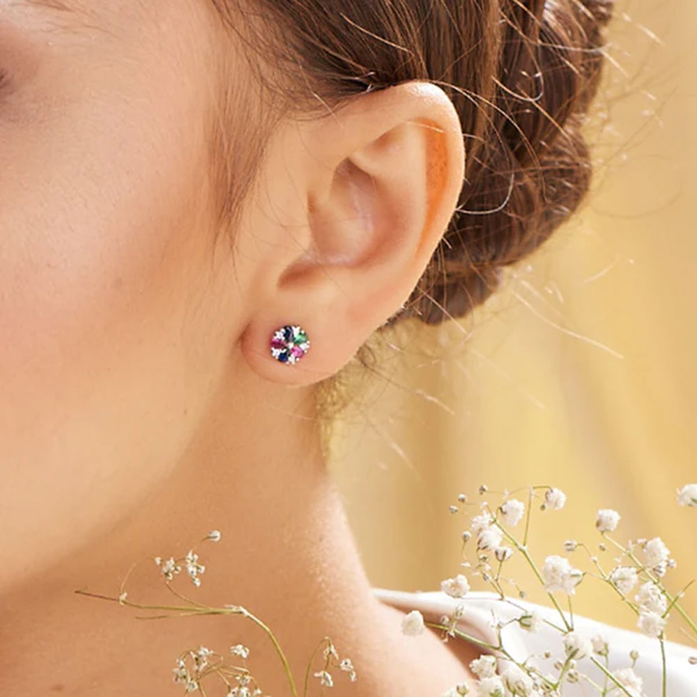 Dainty Zinnia Stud Earrings- 925 Silver