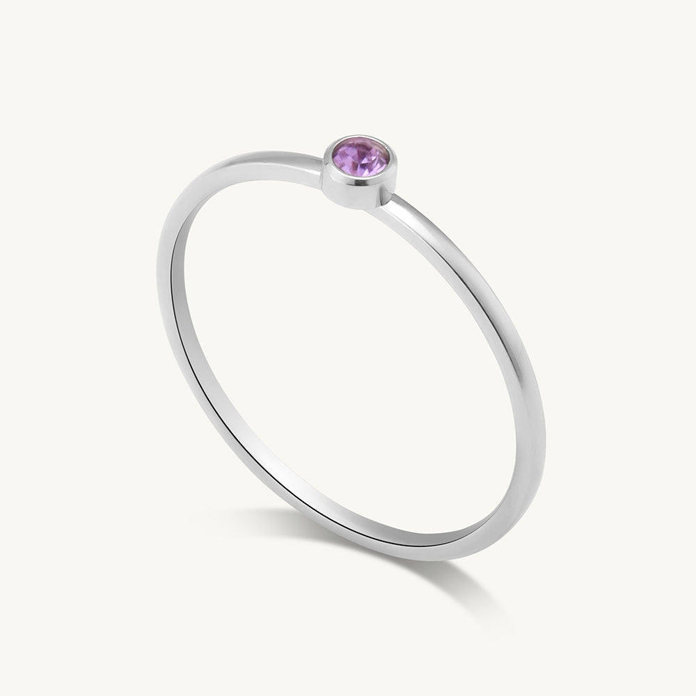 Cute Birthstone Ring | 18k White Gold Plated