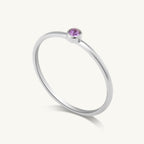 Cute Birthstone Ring | 18k White Gold Plated