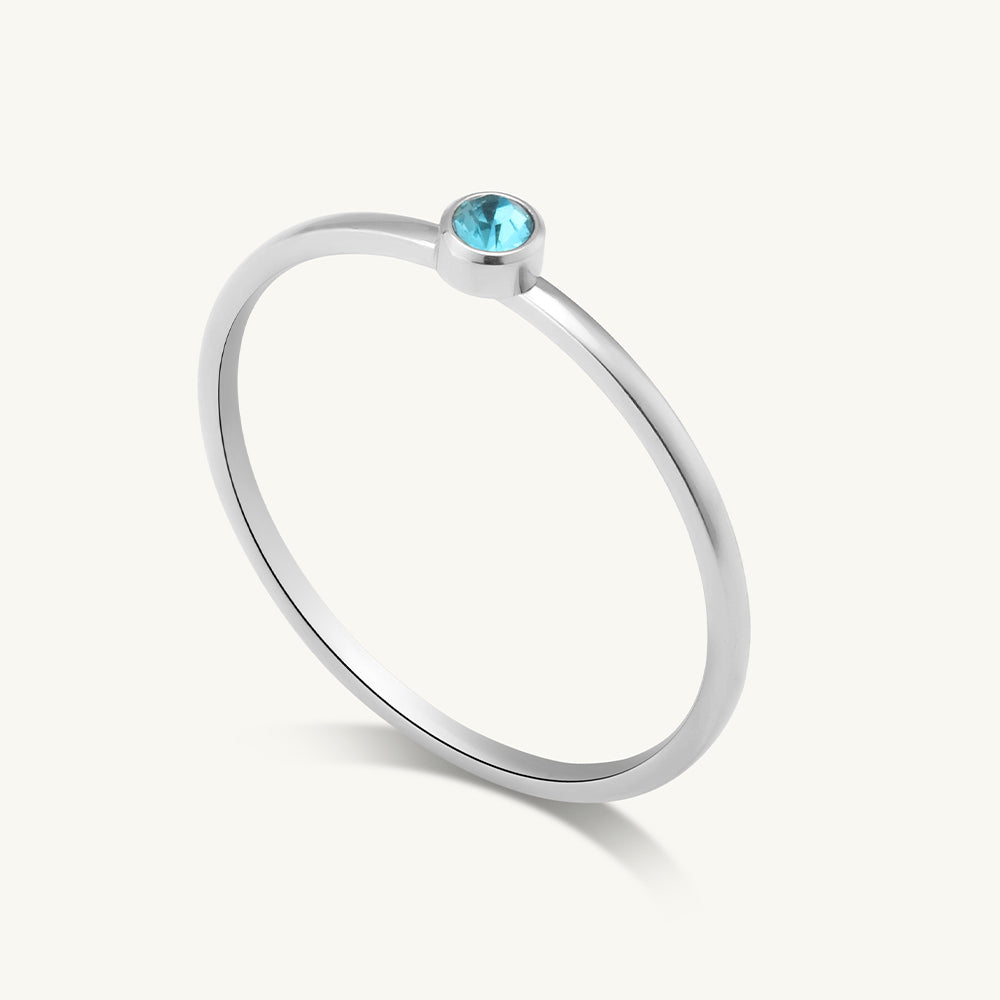 Cute Birthstone Ring | 18k White Gold Plated