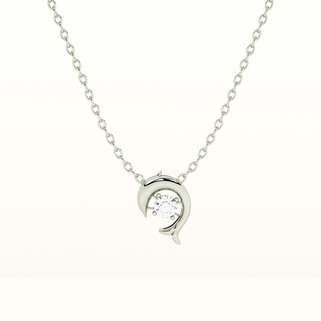 Crystal Dolphin 925 Sterling Silver Necklace