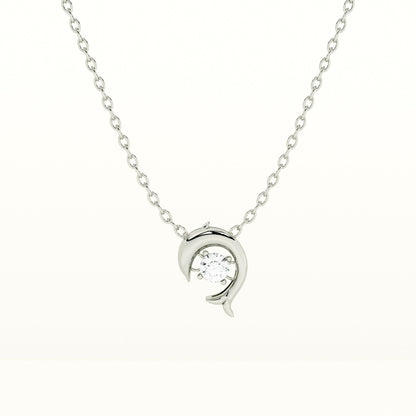 Crystal Dolphin 925 Sterling Silver Necklace