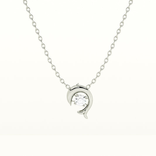 Crystal Dolphin 925 Sterling Silver Necklace