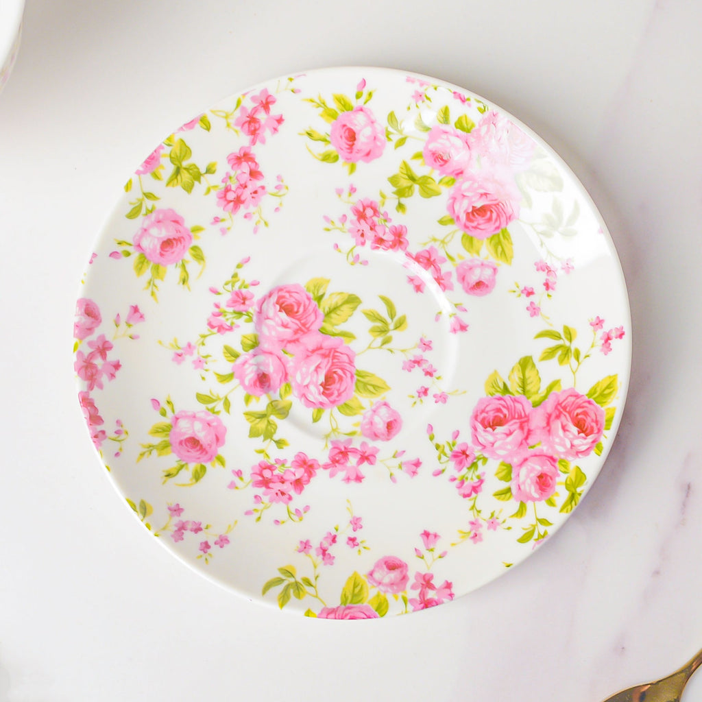 Pink Rose Ceramic Cup And Saucer Set 150 ml