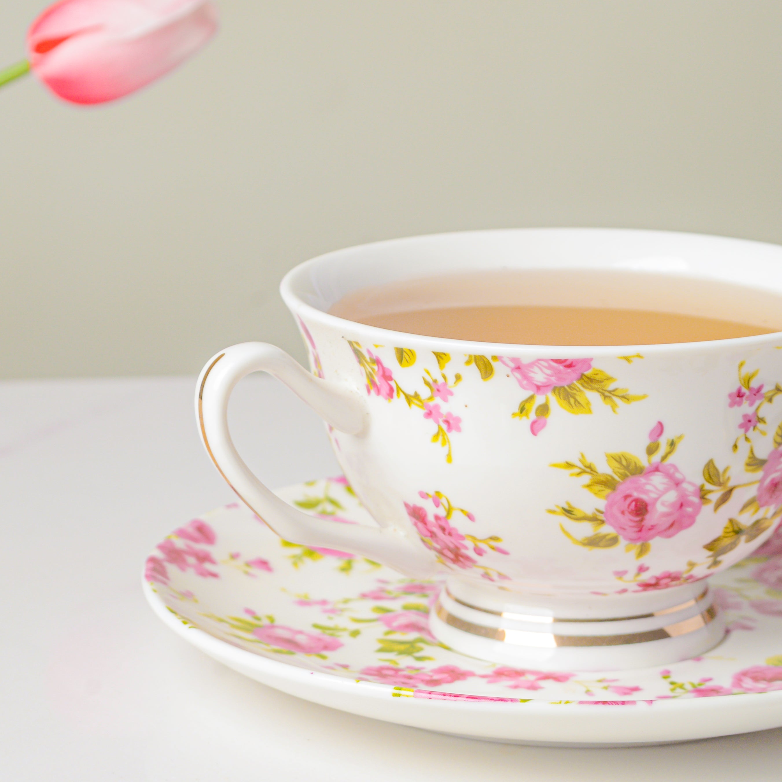 Pink Rose Ceramic Cup And Saucer Set 150 ml