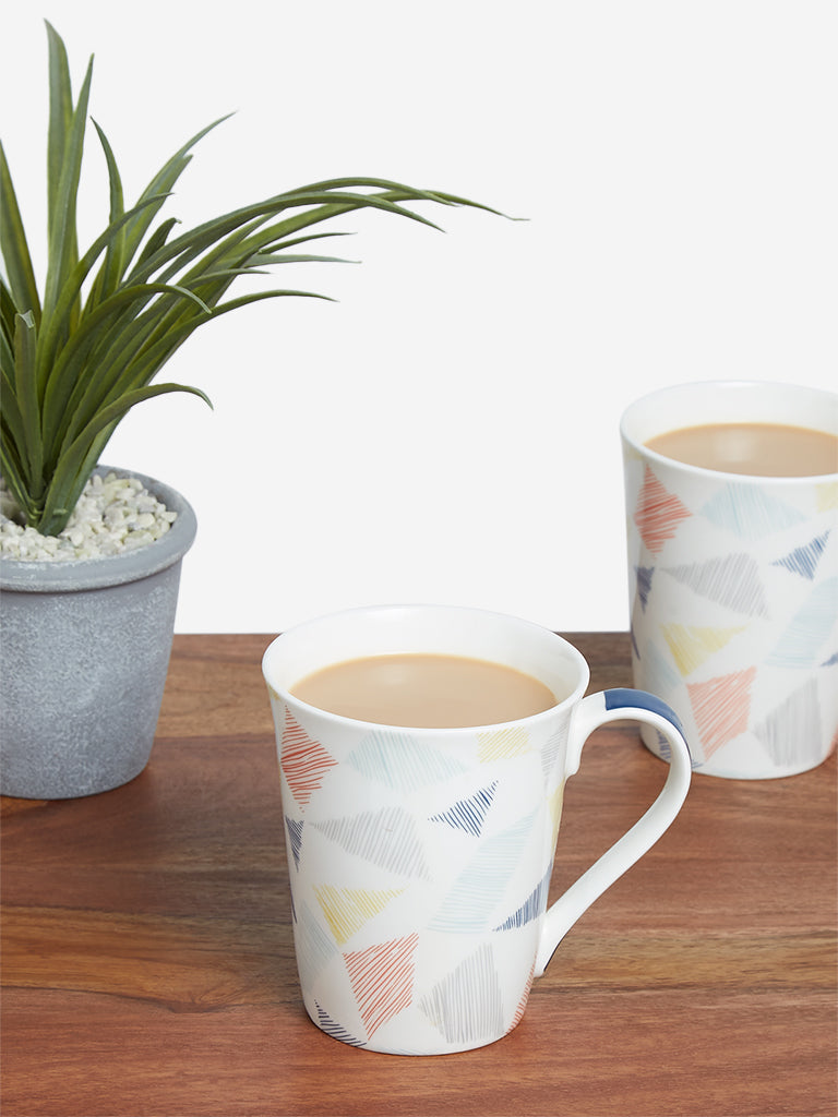 Westside Home Multicolour Geometrical Print Mugs Set of Two
