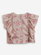 Utsa Kids Light Pink Flower Design Crop-Top