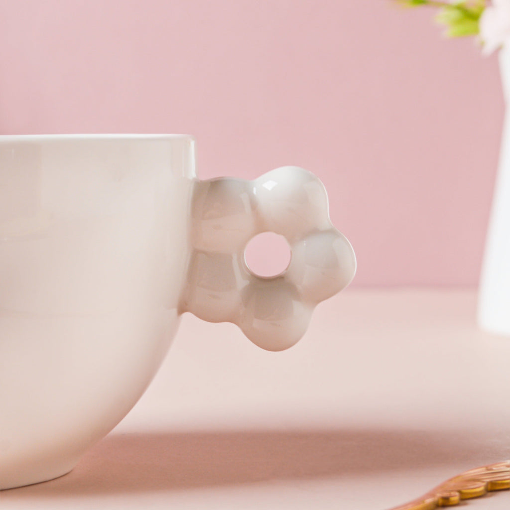 Riona Flower Cup And Plate Set White