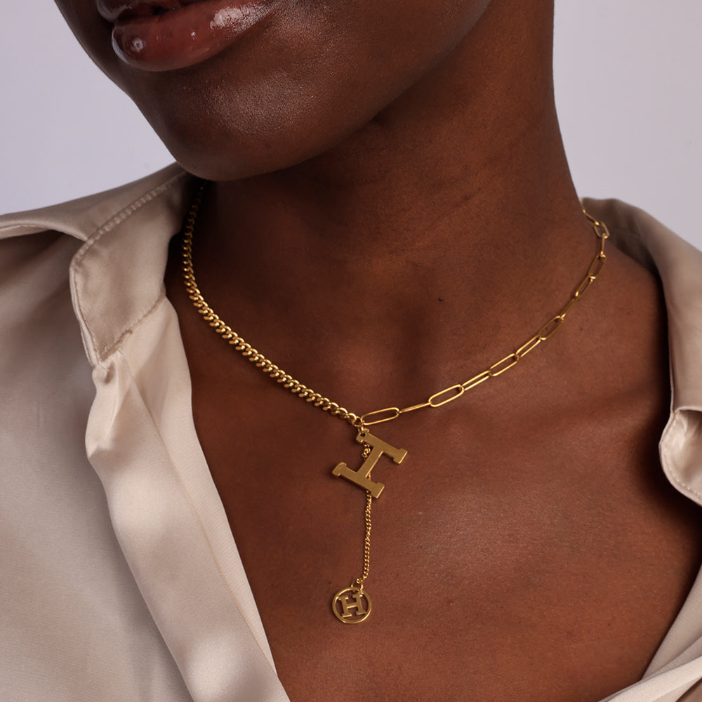 Bold H Paperclip Cuban Chain Necklace