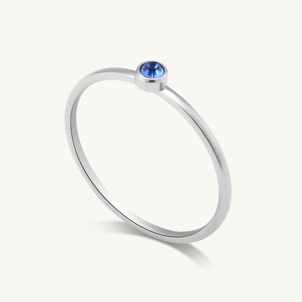 Cute Birthstone Ring | 18k White Gold Plated