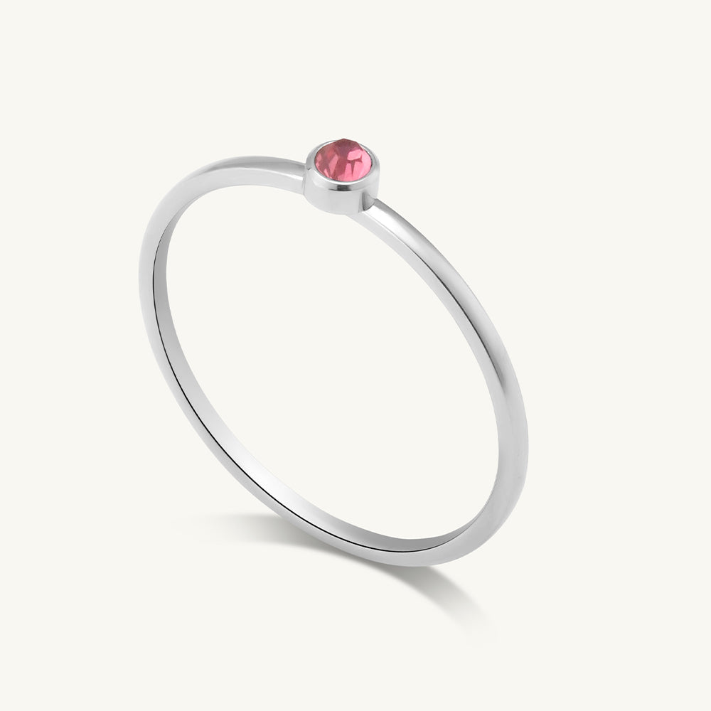 Cute Birthstone Ring | 18k White Gold Plated
