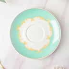 Lined English Teacup And Saucer Set Turquoise 150 ml