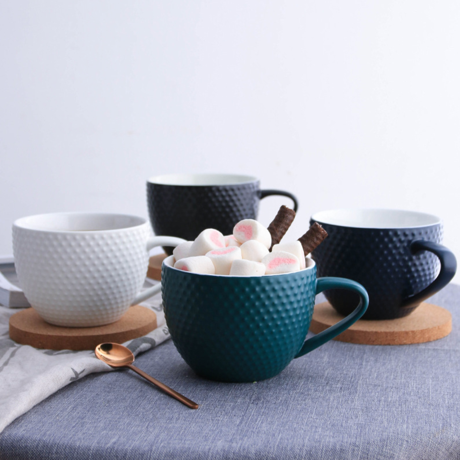 MAGNIFIQUE textured mug with coaster - Green