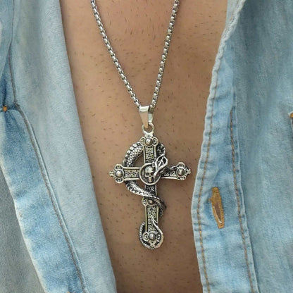 Serpent Cross Necklace