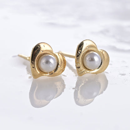 Pearl Heart Stud Earrings