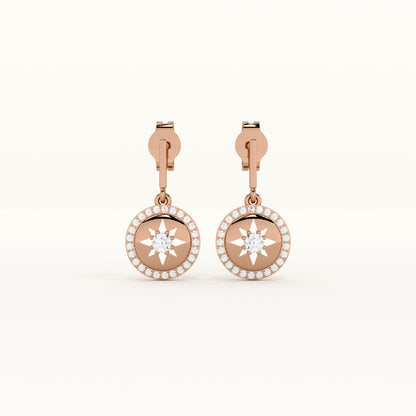 Starburst 925 Sterling Silver Rose Gold Drop Earrings