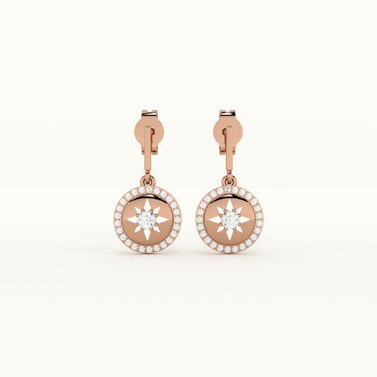 Starburst 925 Sterling Silver Rose Gold Drop Earrings