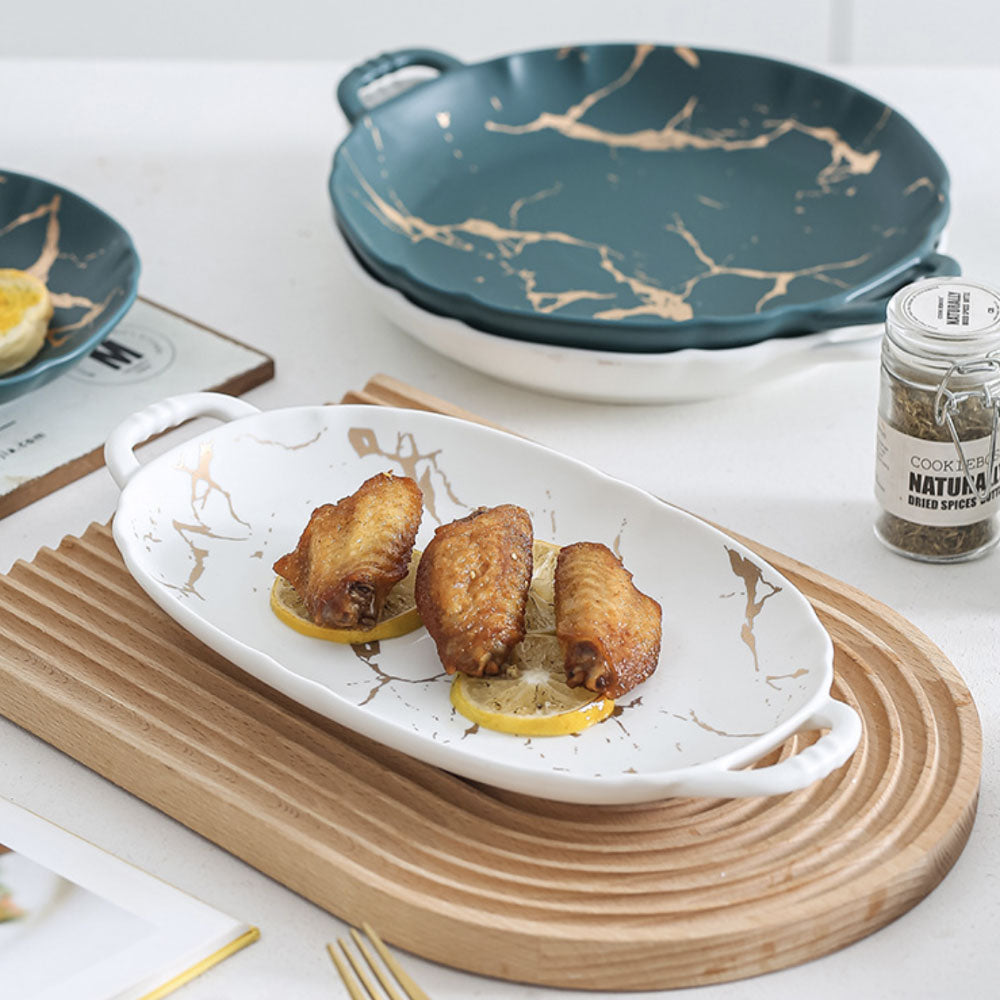 Rectangular Ceramic Serving Plate With Handle