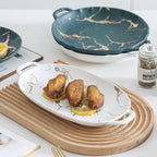 Rectangular Ceramic Serving Plate With Handle