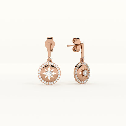 Starburst 925 Sterling Silver Rose Gold Drop Earrings