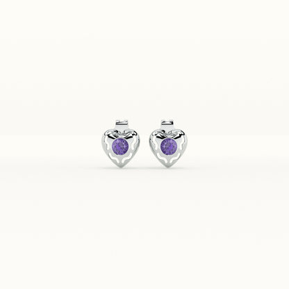 Silver Heart 925 Sterling Silver Stud Earrings
