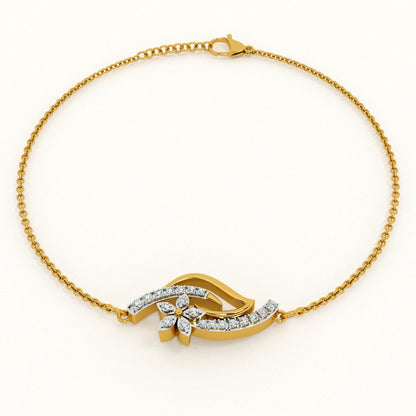 Floral Wave 9KT Gold Lab Grown Diamond Bracelet